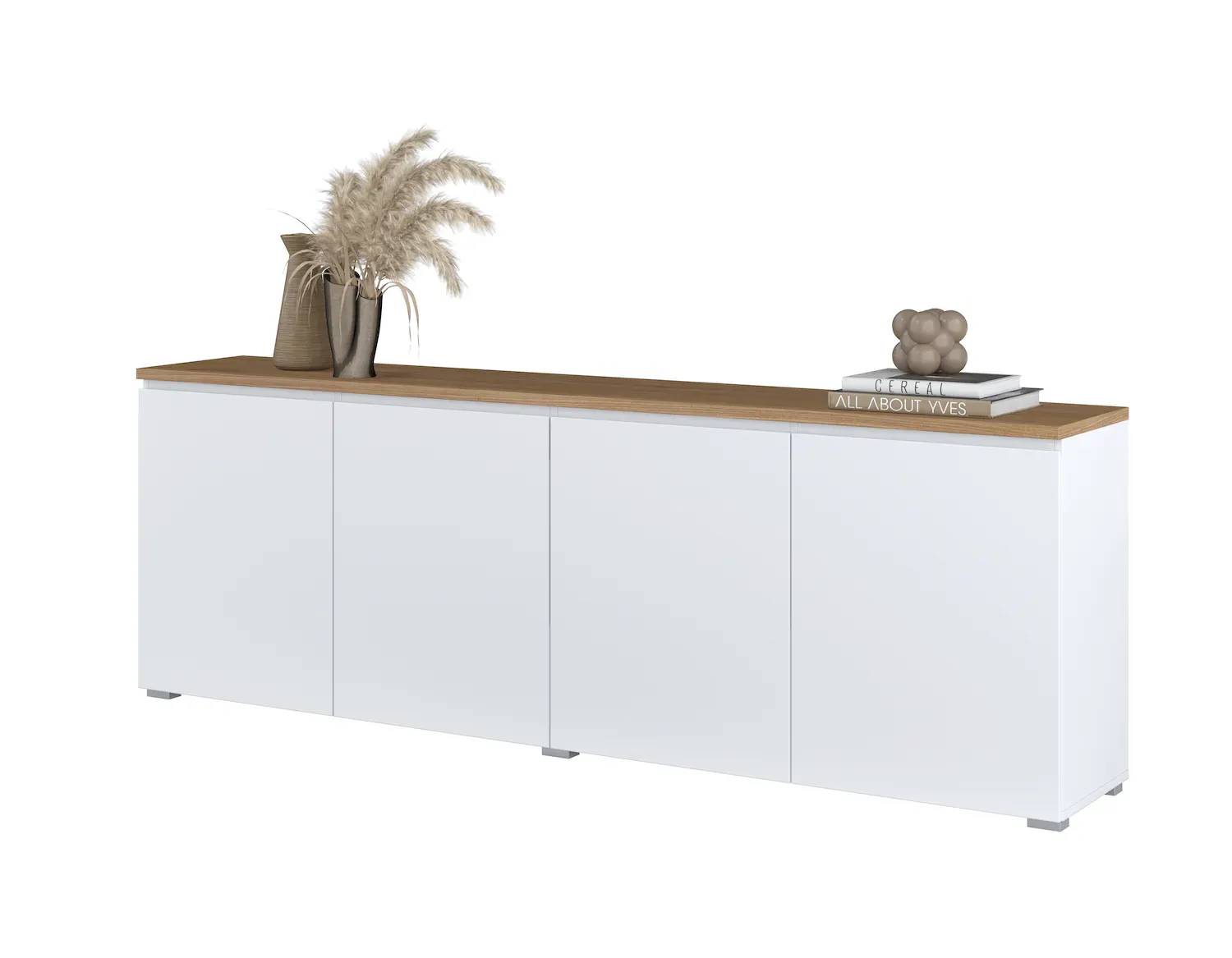 Komoda 4-drzwiowa z MODO 200cm biały dąb mauvella - 247VOJ25