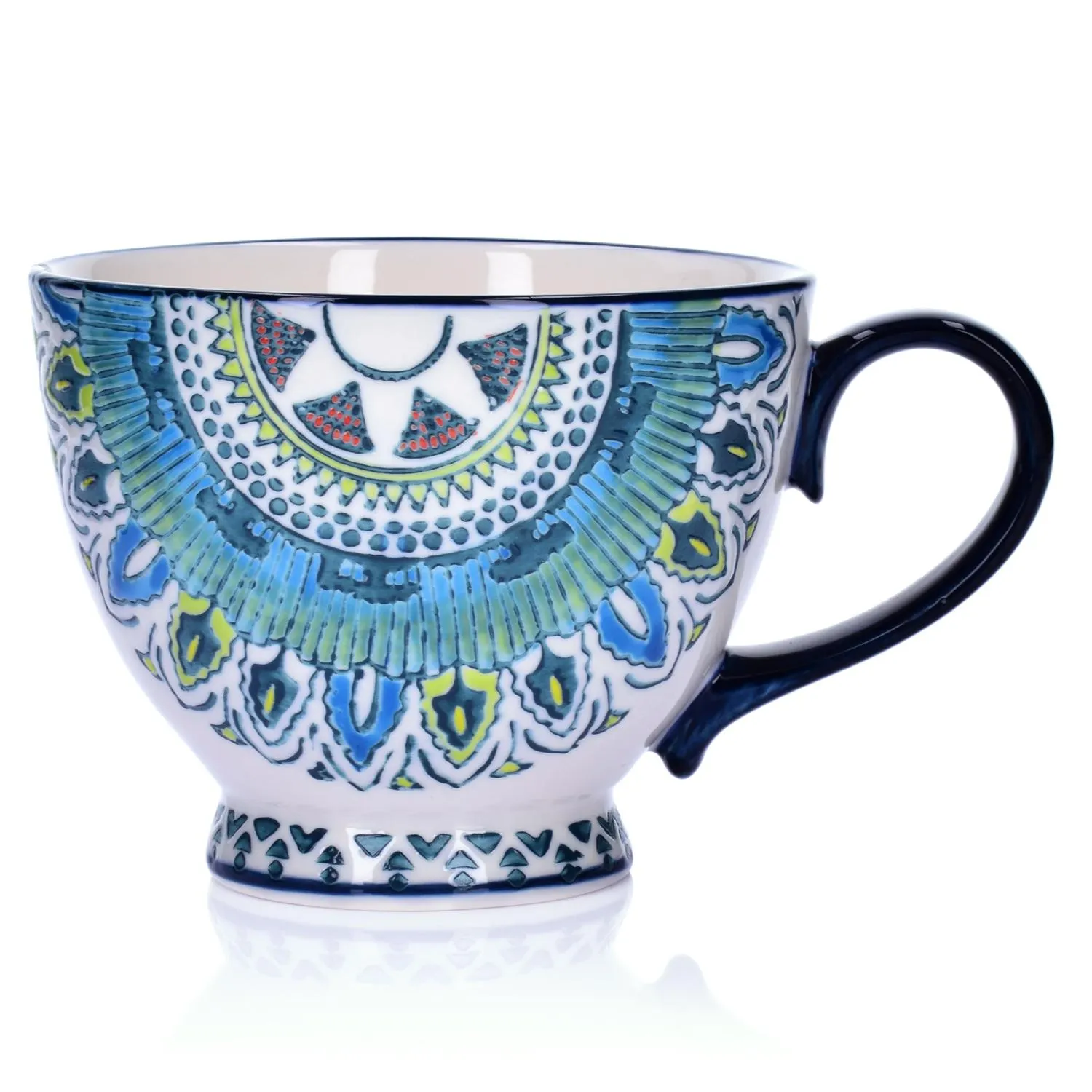 image mug, ceramic, blue, pattern, multicolor