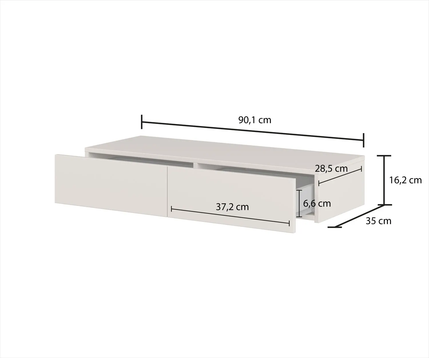 Toaletka wisząca z szufladami JUKON S 90x16 kaszmirowa - 24KSND49