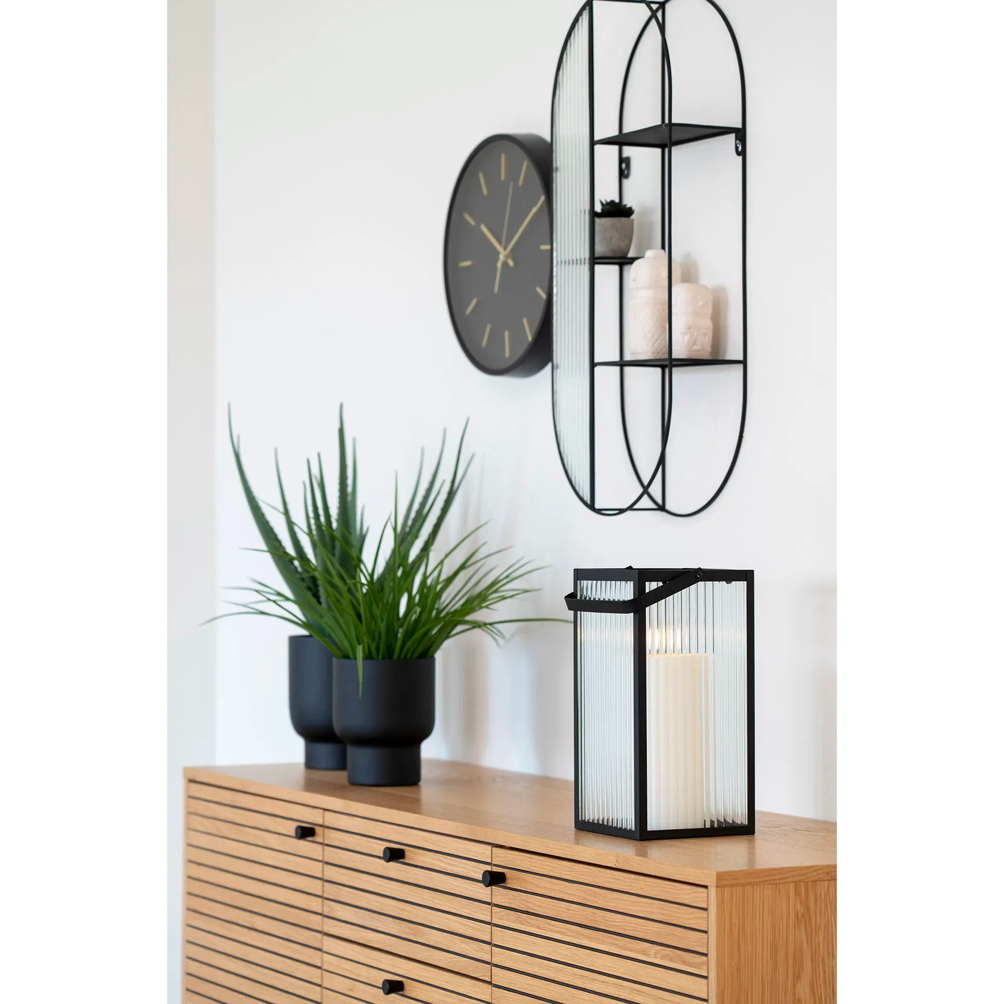 Latarnia ALMONTE metal szkło szer.15 cm wys. 30 cm czarna - 6407526