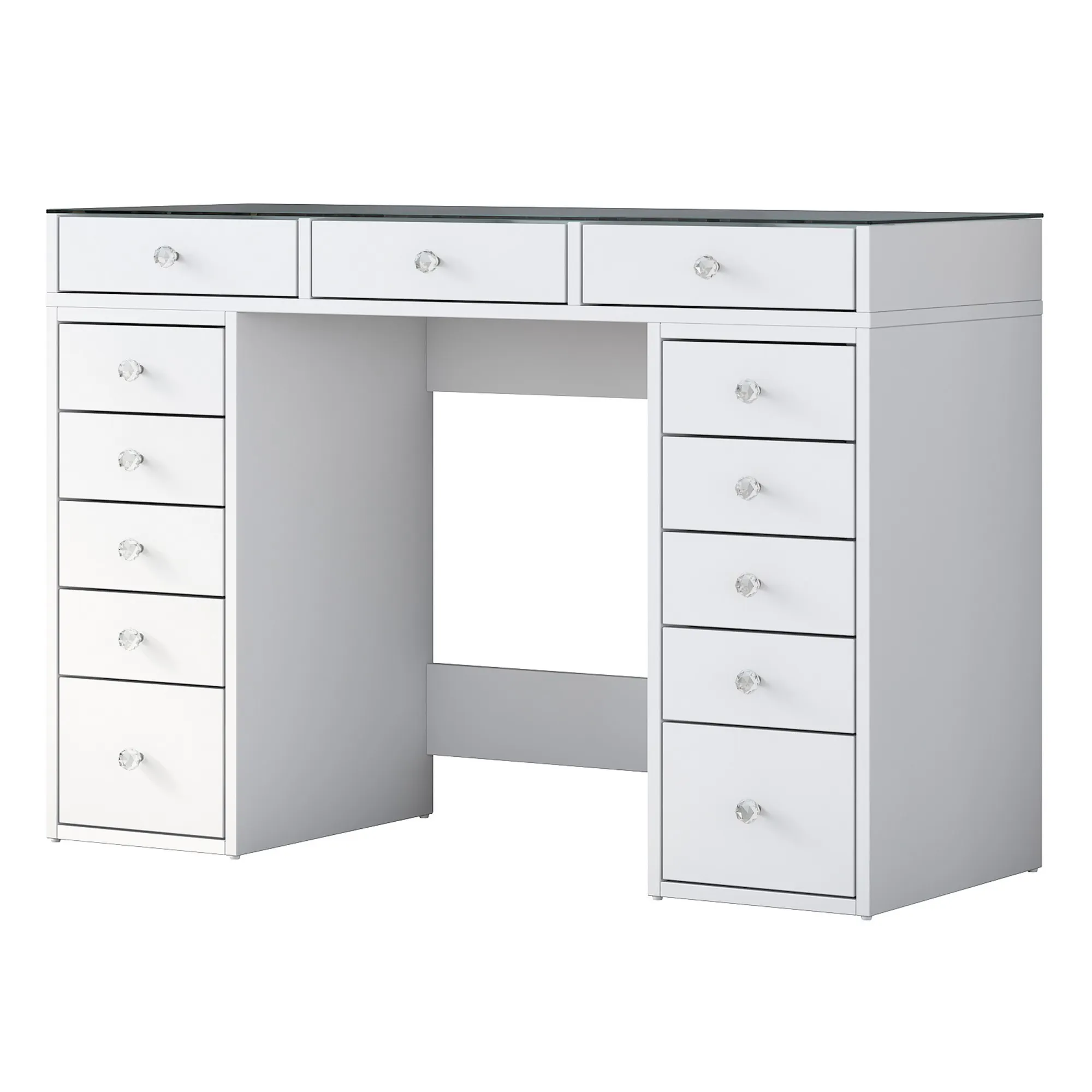 Toaletka z szufladami i szklanym blatem BJ 120 cm biała - ASI_893RAN5409