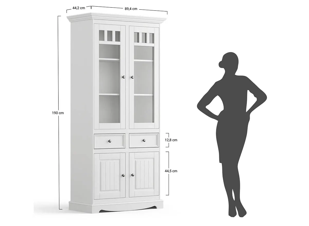 Witryna BELLUNO ELEGANTE 2-drzwiowa - biały, miodowy - PL015B/P