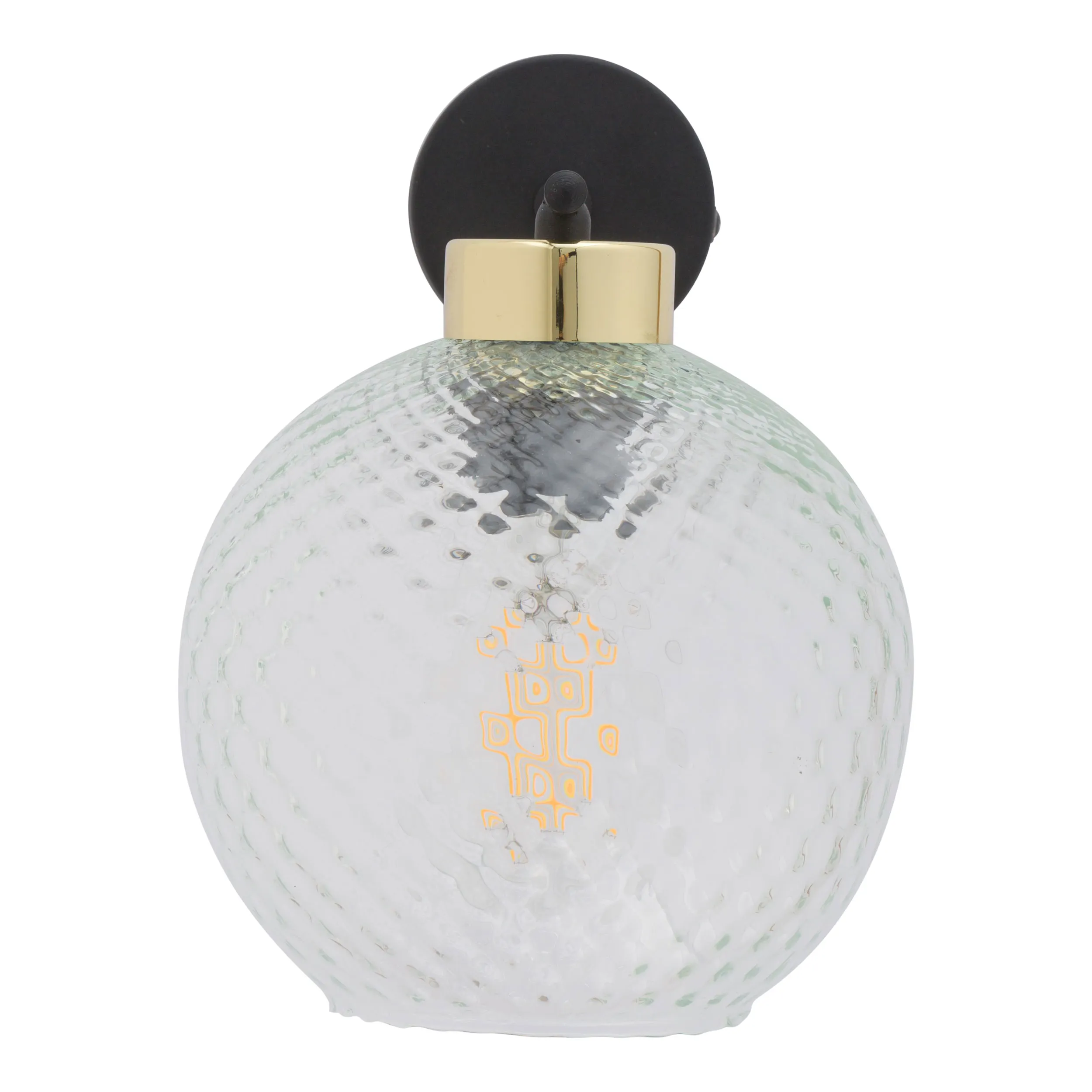 Kinkiet DEVON czarny ze złotym elementem transparentnym kryształowym okrągłym kloszem 15x24x18cm - TK_4629