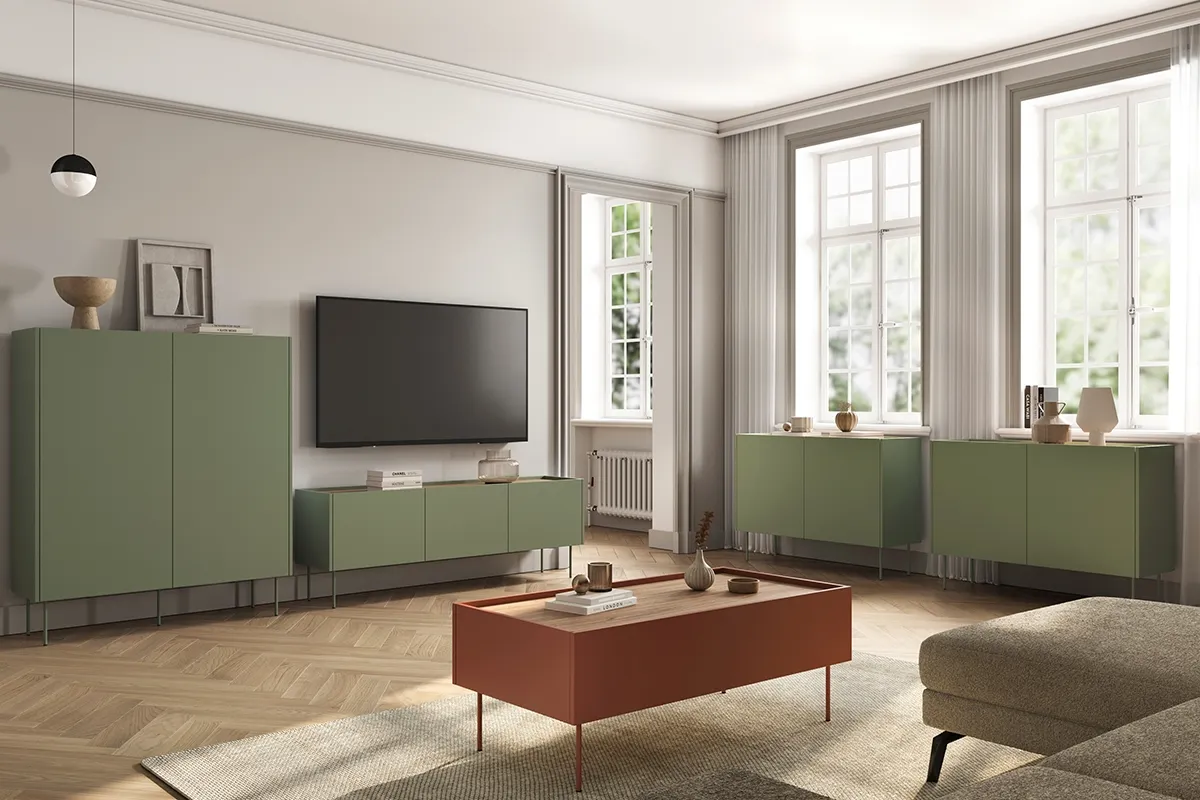 Komoda DESIN 120 z 2 szufladami - oliwka - dąb nagano - B_148971