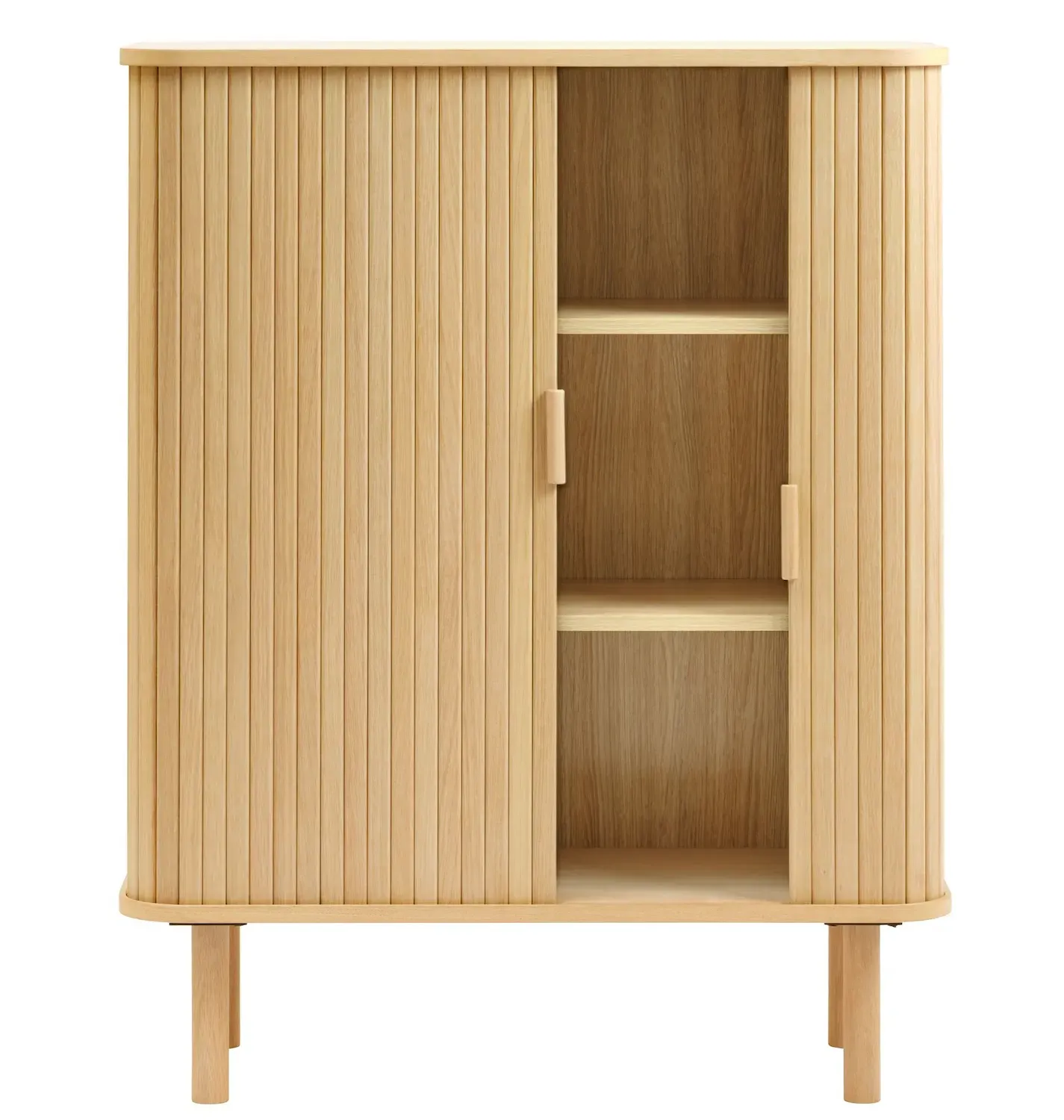 Komoda wysoka CAVO 2-drzwiowa ryflowana - dąb naturalny - UN_48952781