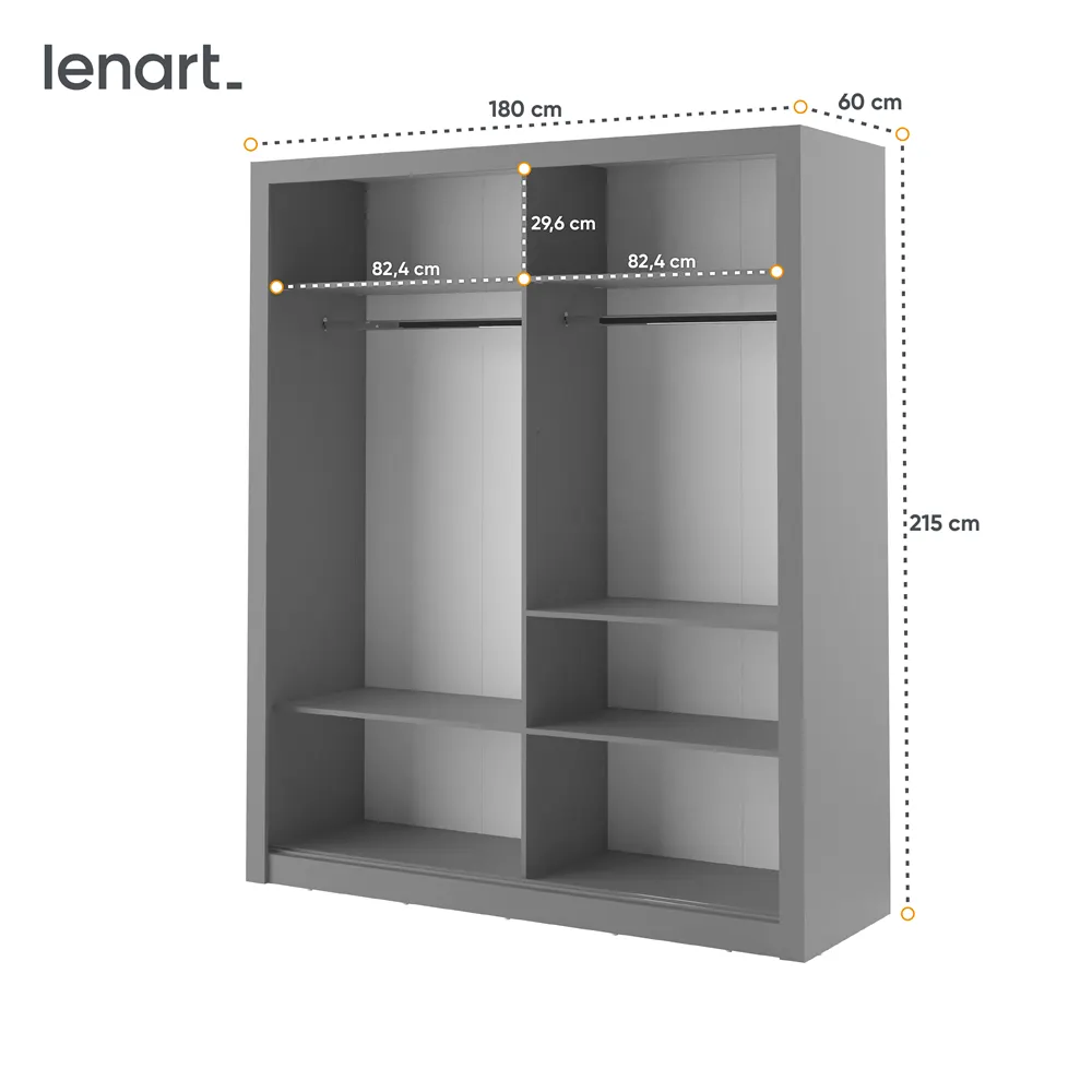 Szafa 2-drzwiowa ARTI AR-03 180cm szara - AR3S