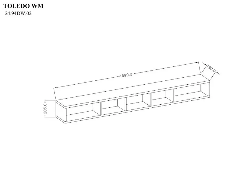 Półka wisząca TOLEDO 169 cm biała - 2498DW02
