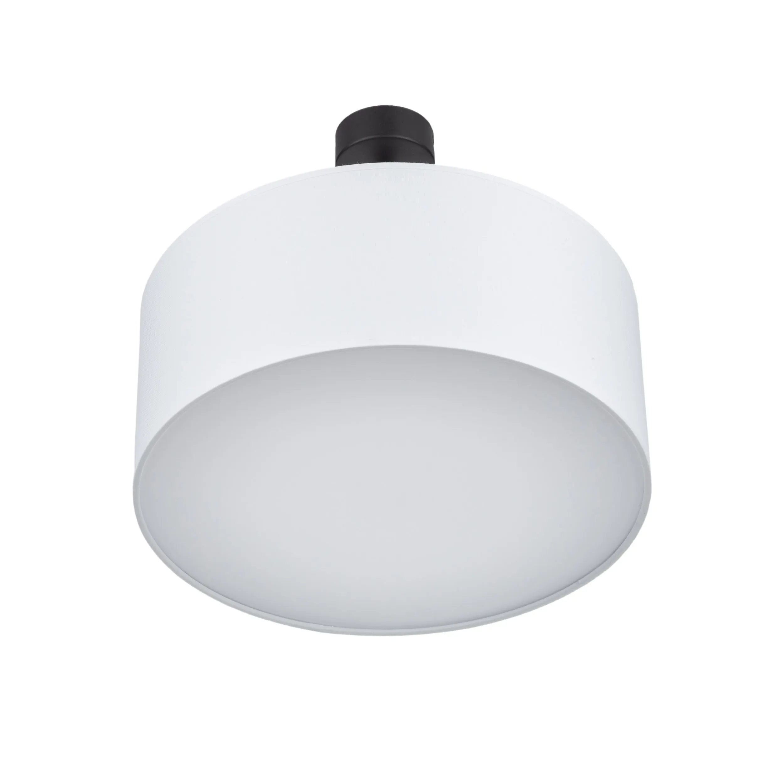 Lampa sufitowa RONDO biała z tkaniny na czarnej podstawie okrągła 40x35cm - TK_4243