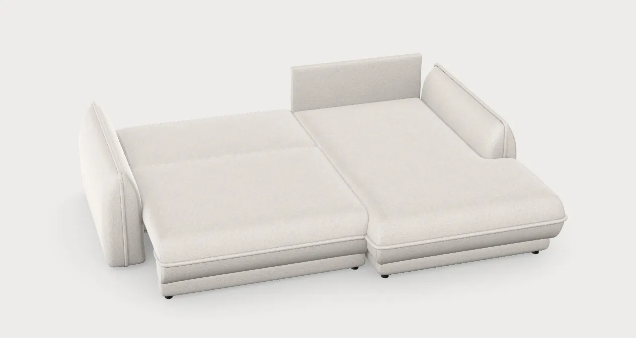 Narożnik z funkcją spania MOJAVE I prawostronny tkanina Blur 01 - kremowy - MOJAVE_NAR_BLUR01_P