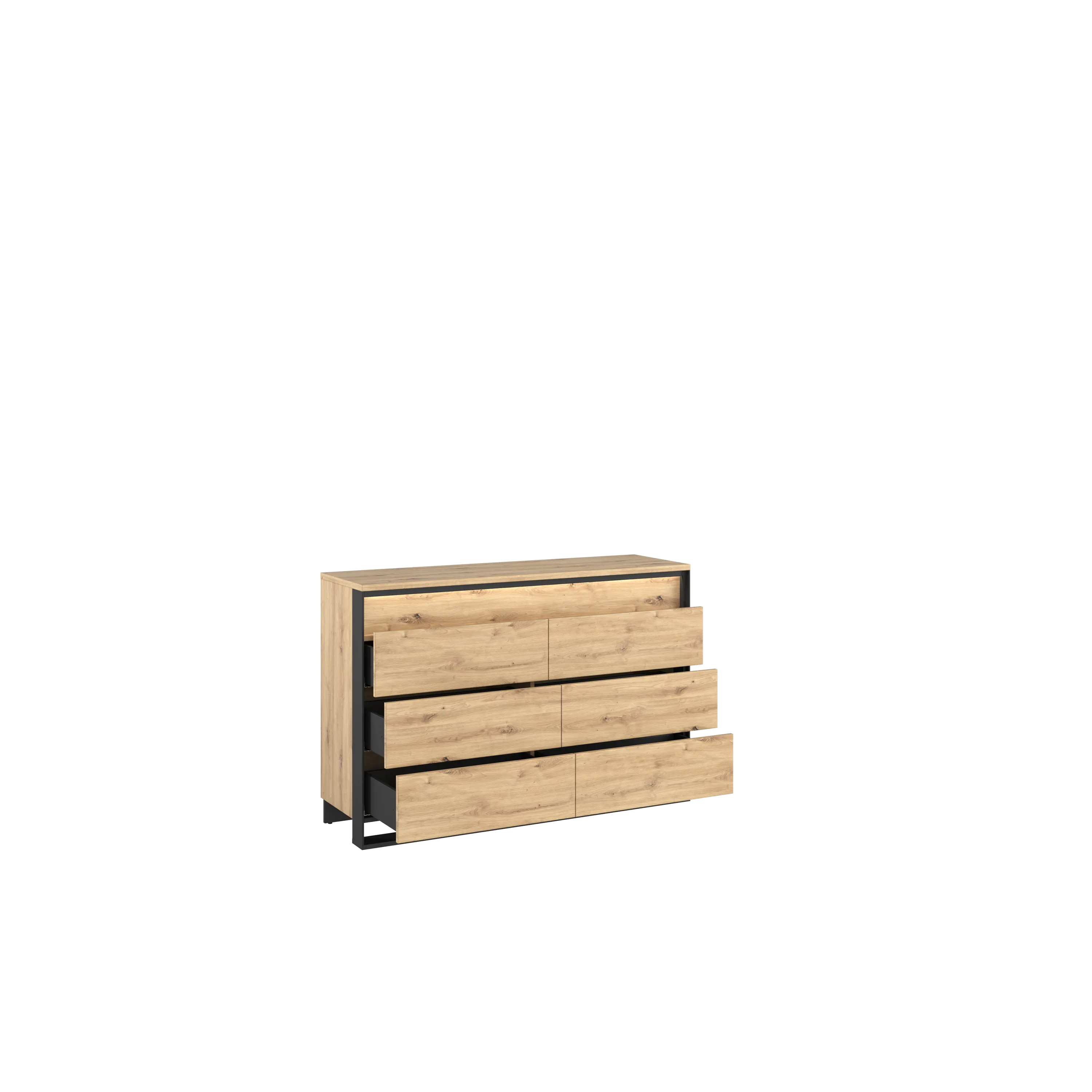 Komoda z szufladami LED Quant QS-04 dąb artisan/czarny - QS4DAC