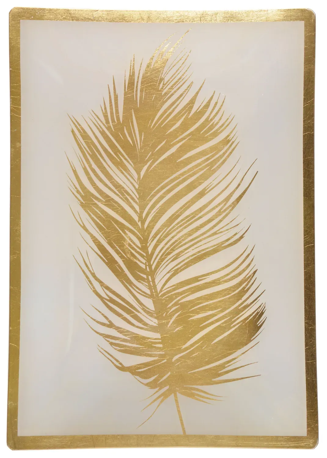 Talerz świąteczny Z LIŚCIEM duży 18x26 cm złoty