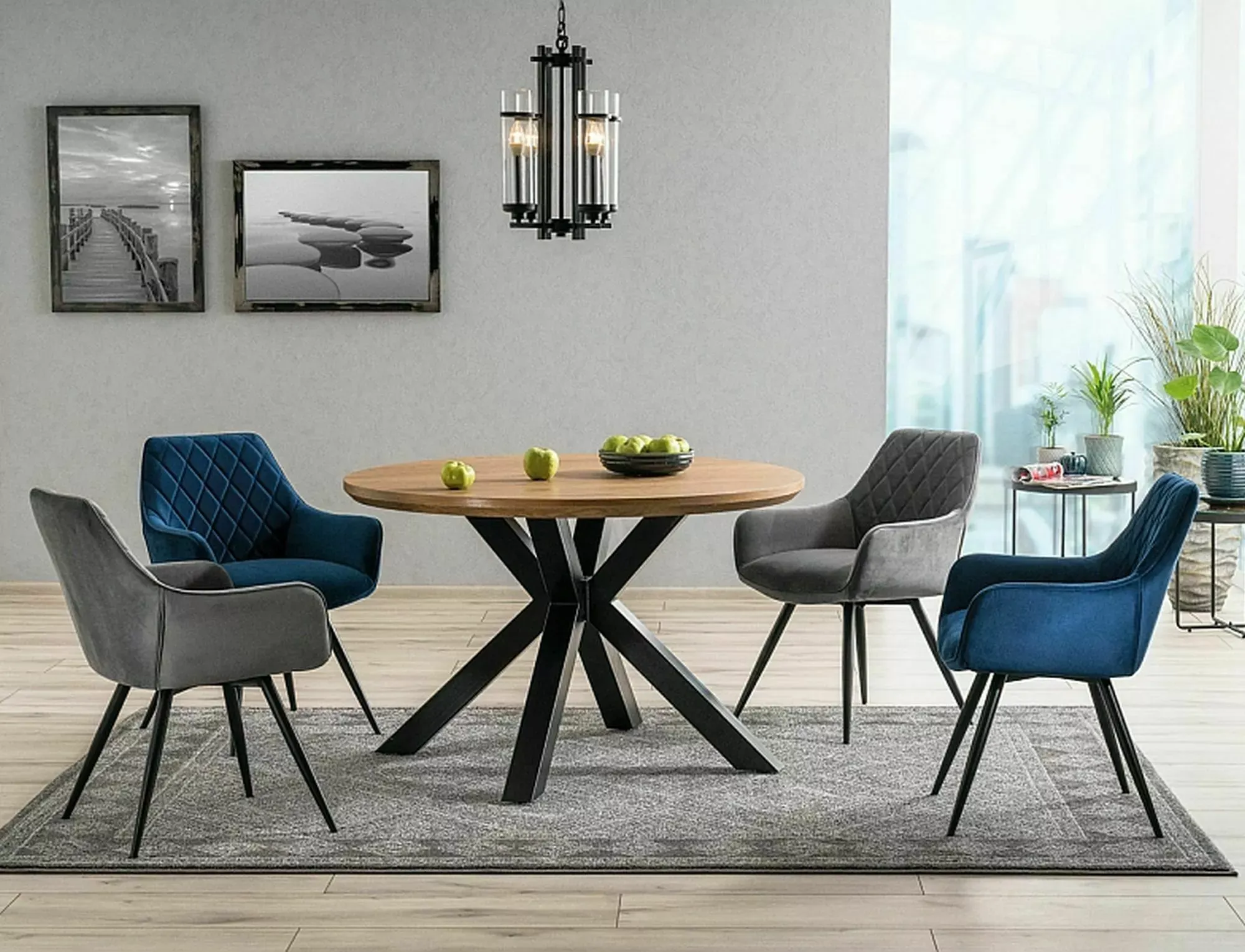 Krzesło LINEA VELVET Bluvel 14 szare czarne nogi - LINEAVCSZ