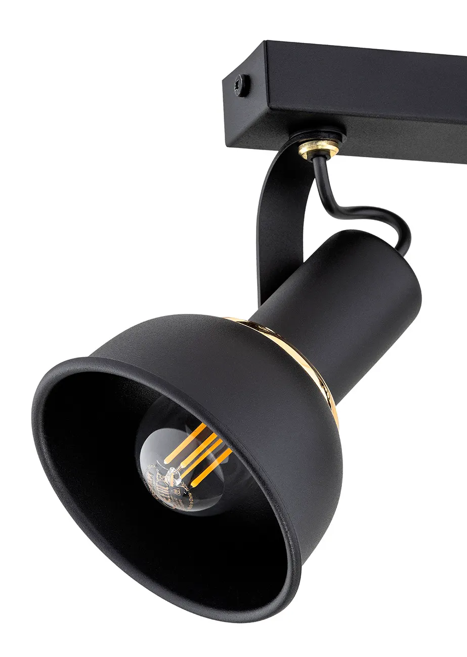 Plafon TWIST metalowy czarny mosiądz regulowany 34cm - 7037