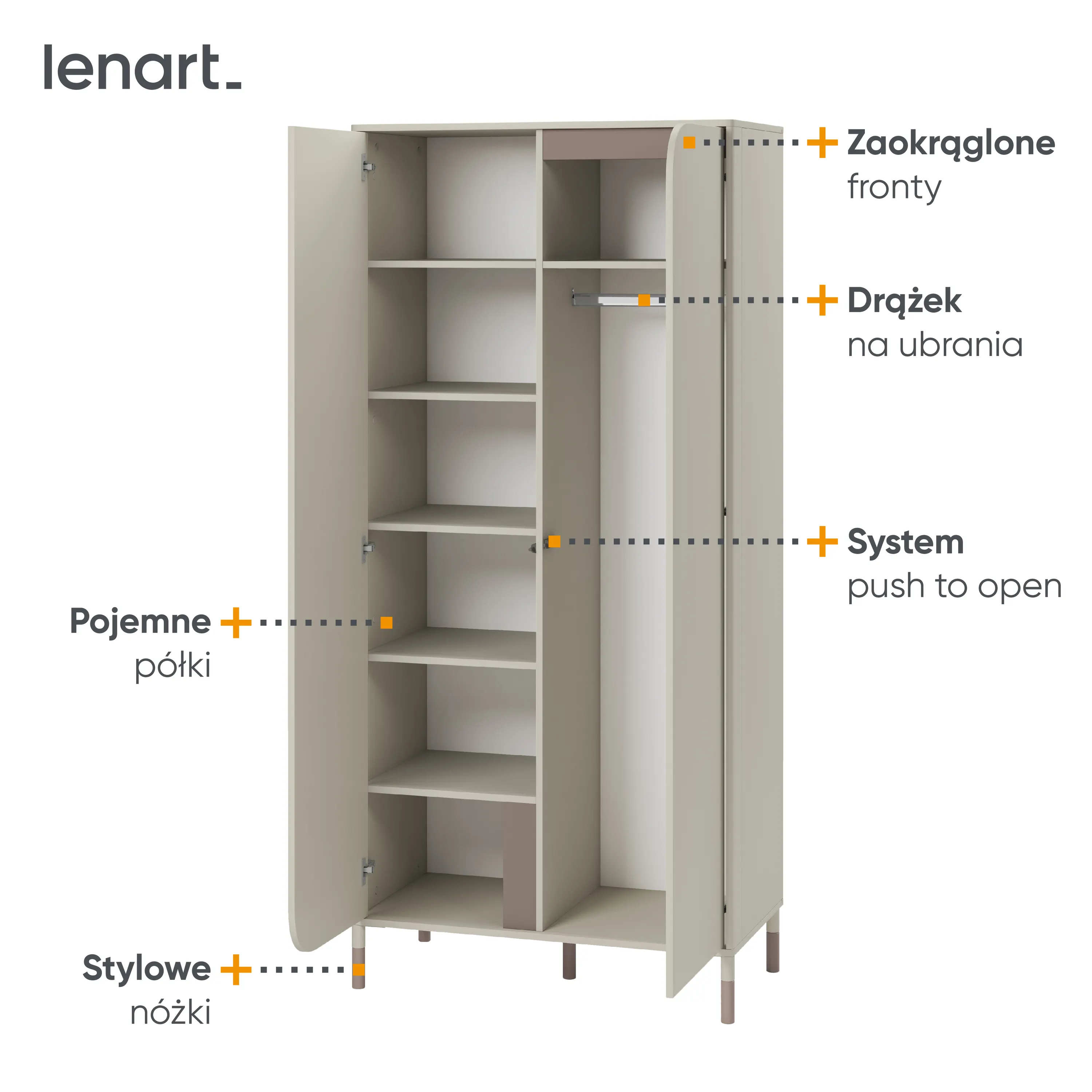 Szafa 2-drzwiowa Harmony HR-01 92cm kaszmir - HR1KT