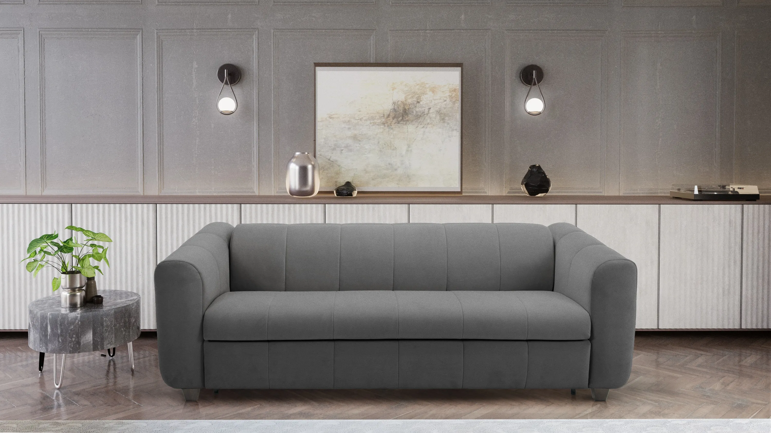 Sofa rozkładana Ambassador szara MEBLEX - AMBASSADOR4-SALVADOR17GREY