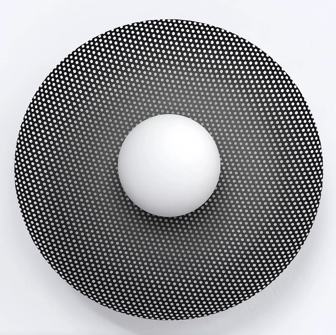 lampa, pendant, metal, kropkowana, czarna