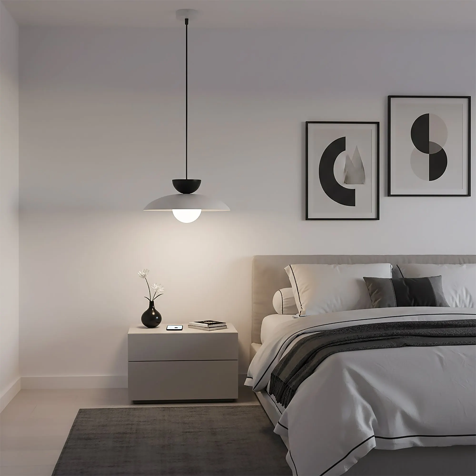 Lampa wisząca MULAN 1 GRAY BL czarna szara - 1621/3