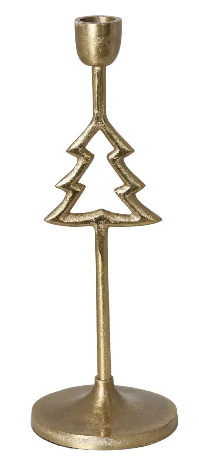 ŚWIECZNIK metalowy Z CHOINKĄ złoty ŚWIECZNIK metalowy Z CHOINKĄ złoty