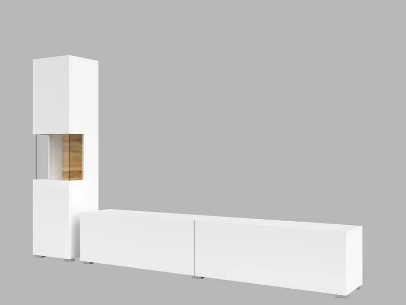 Meblościanka AVA stojąca/wisząca biała dąb wotan