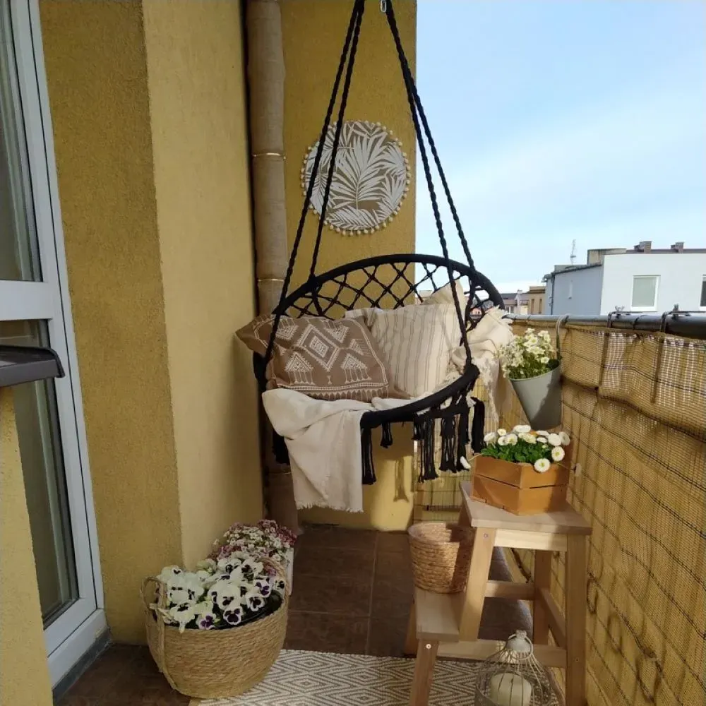 Fotel hamakowy BRASIL HOOP FI 60 cm czarny - MI_5902659146885