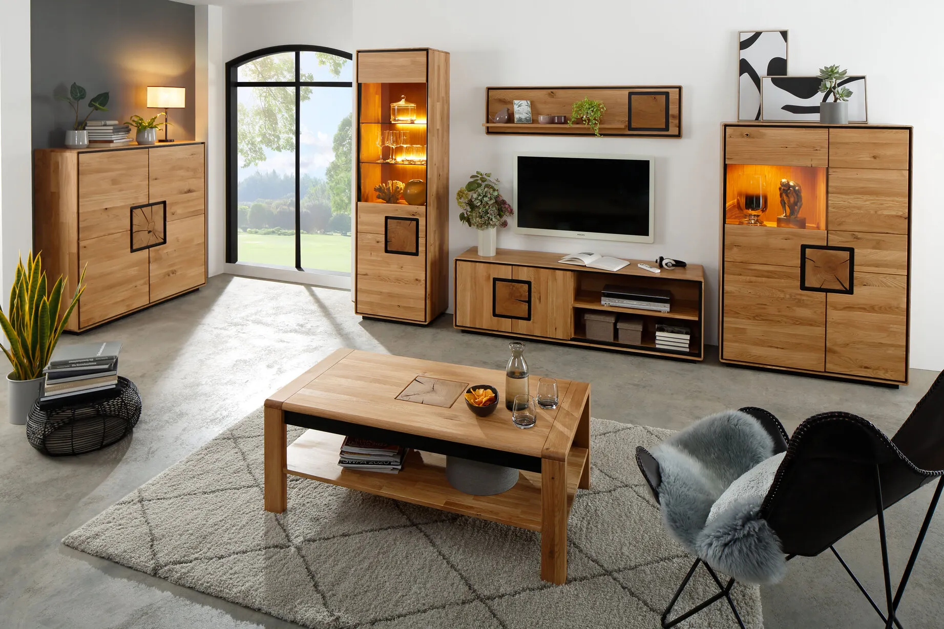 Ława kawowa dębowa MELLOW 118x45 z półką - GK_103625502