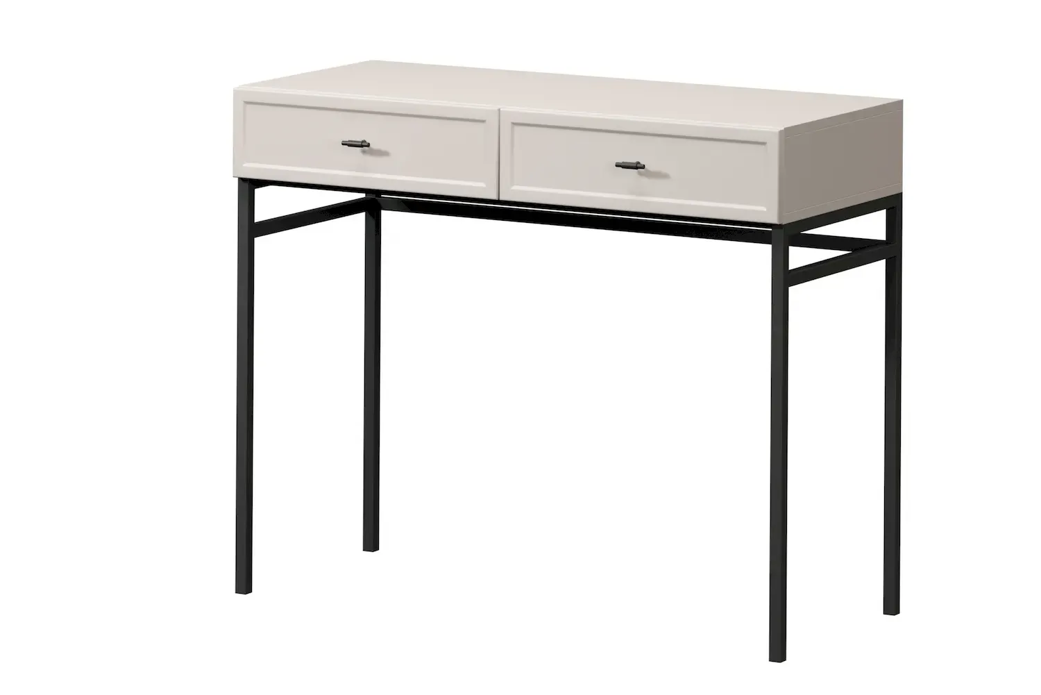 Toaletka z 2 szufladami LORINI 100 - cashmere uchwyt T-bar czarny stelaż czarny
