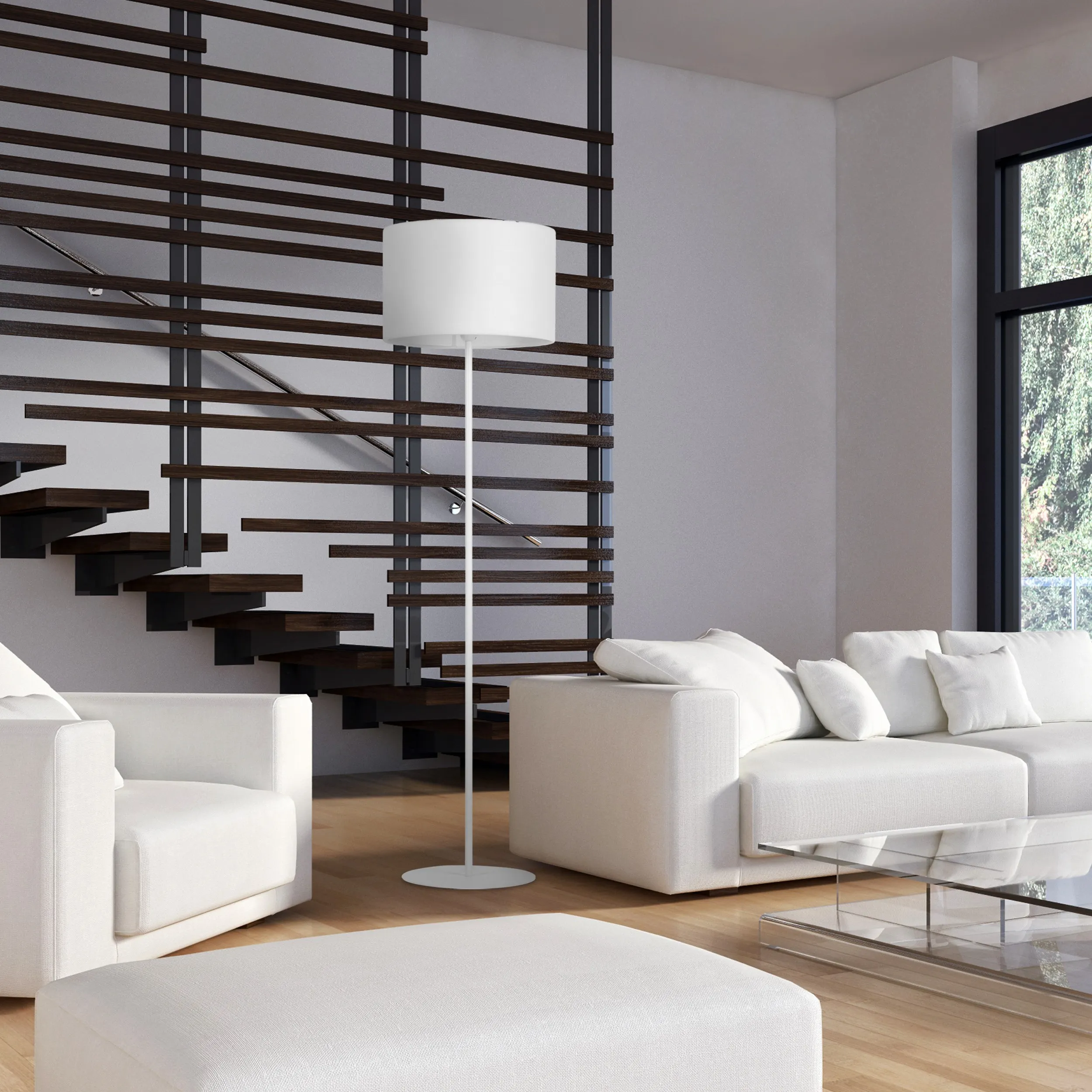 Lampa podłogowa RENO biała na metalowej podstawie 148x38cm - TK_5428
