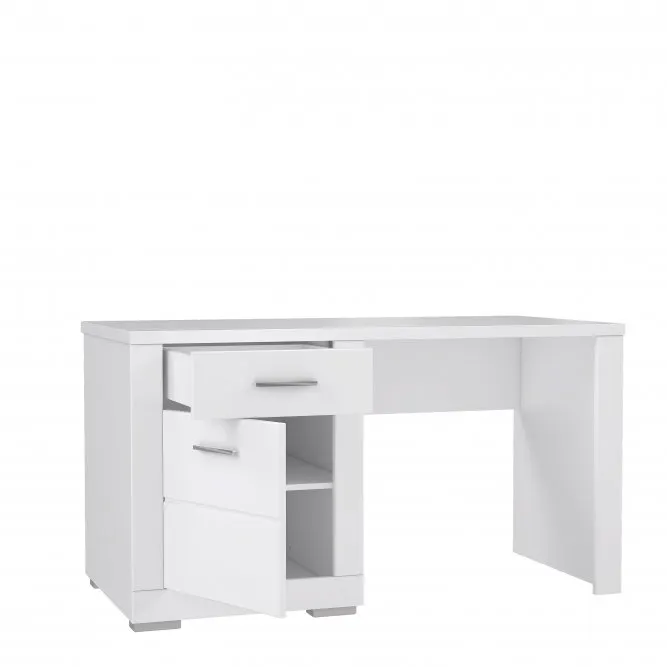 Biurko z szafką i szufladą SNOW - biały, chrom - SNWB21-C50