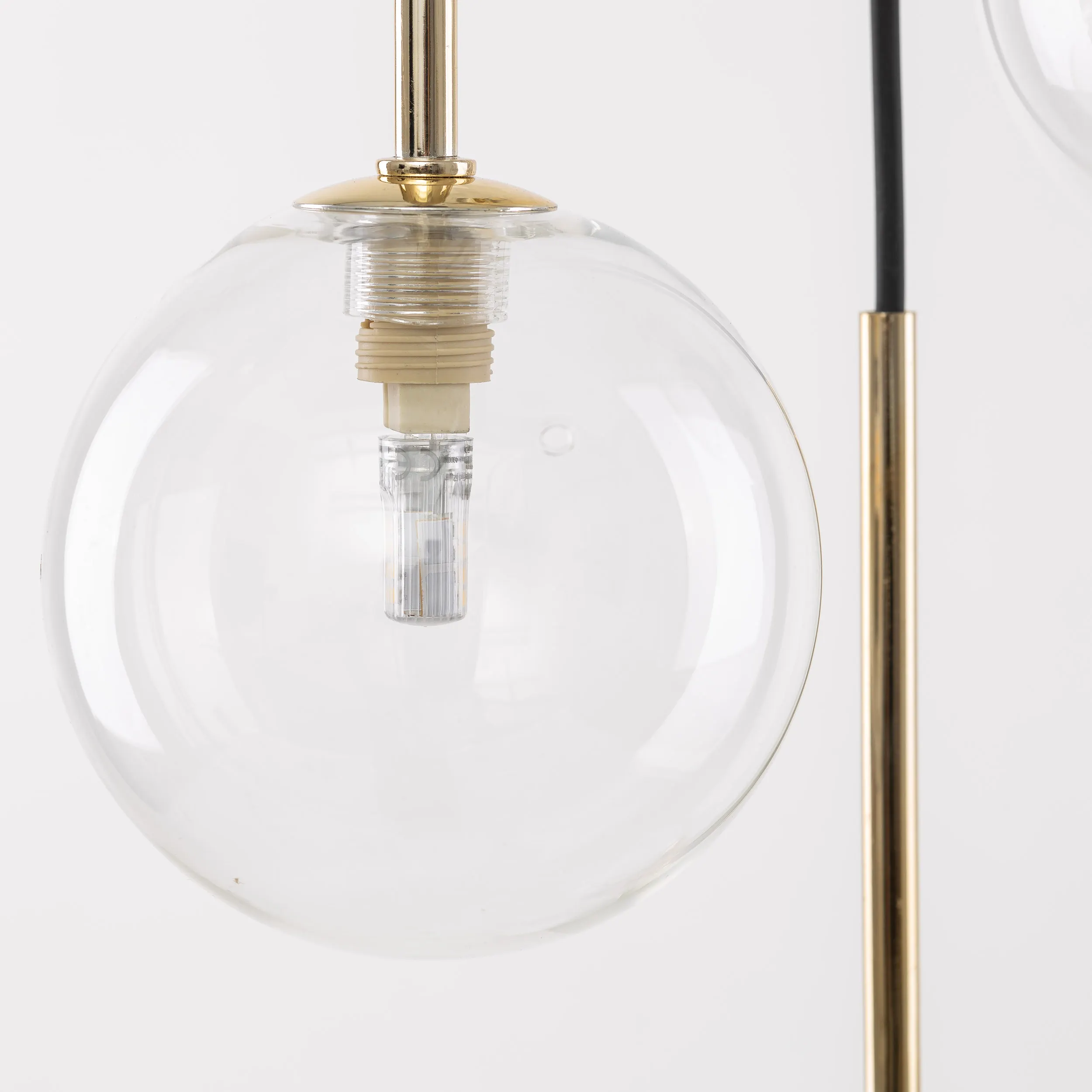 Lampa wisząca NILOS czarna ze złotymi elementami transparentnymi szklanymi okrągłymi kloszami 145x42cm - TK_5944