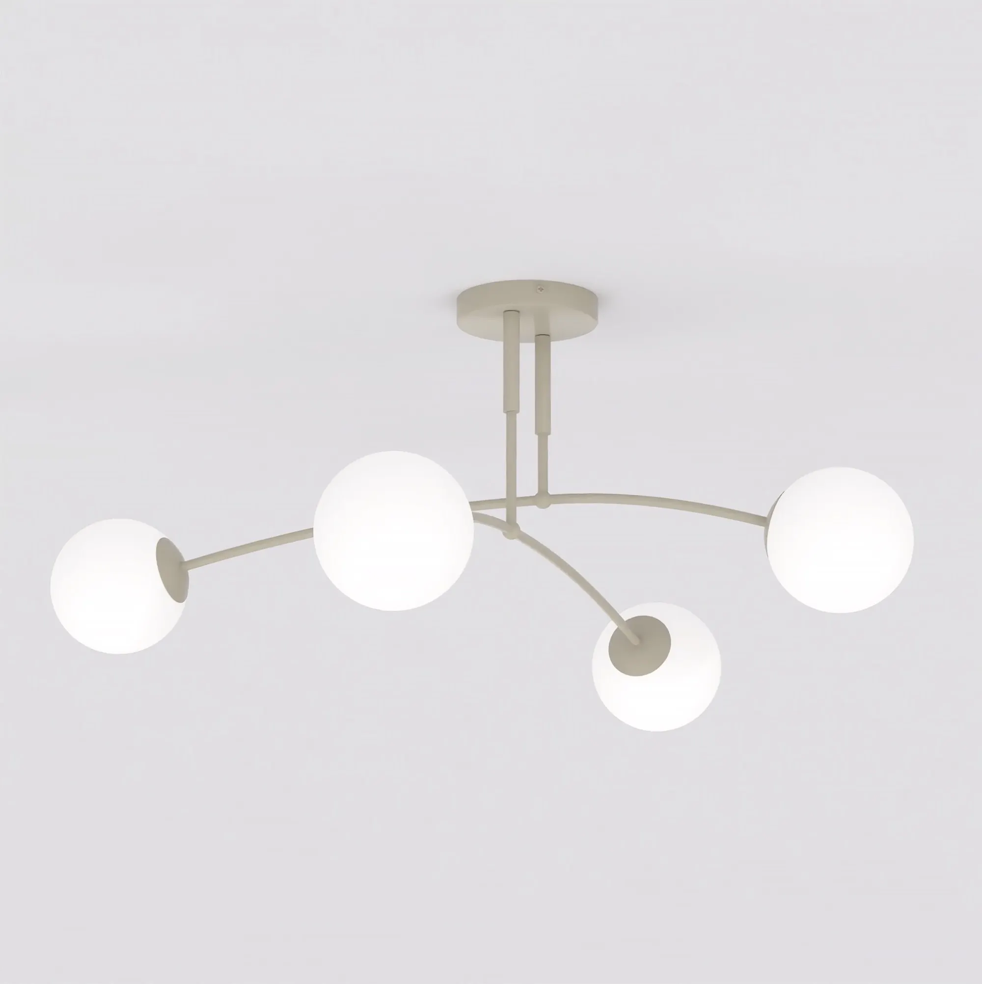 lampa sufitowa, kule LED, białe kule, metalowa konstrukcja, nowoczesny design