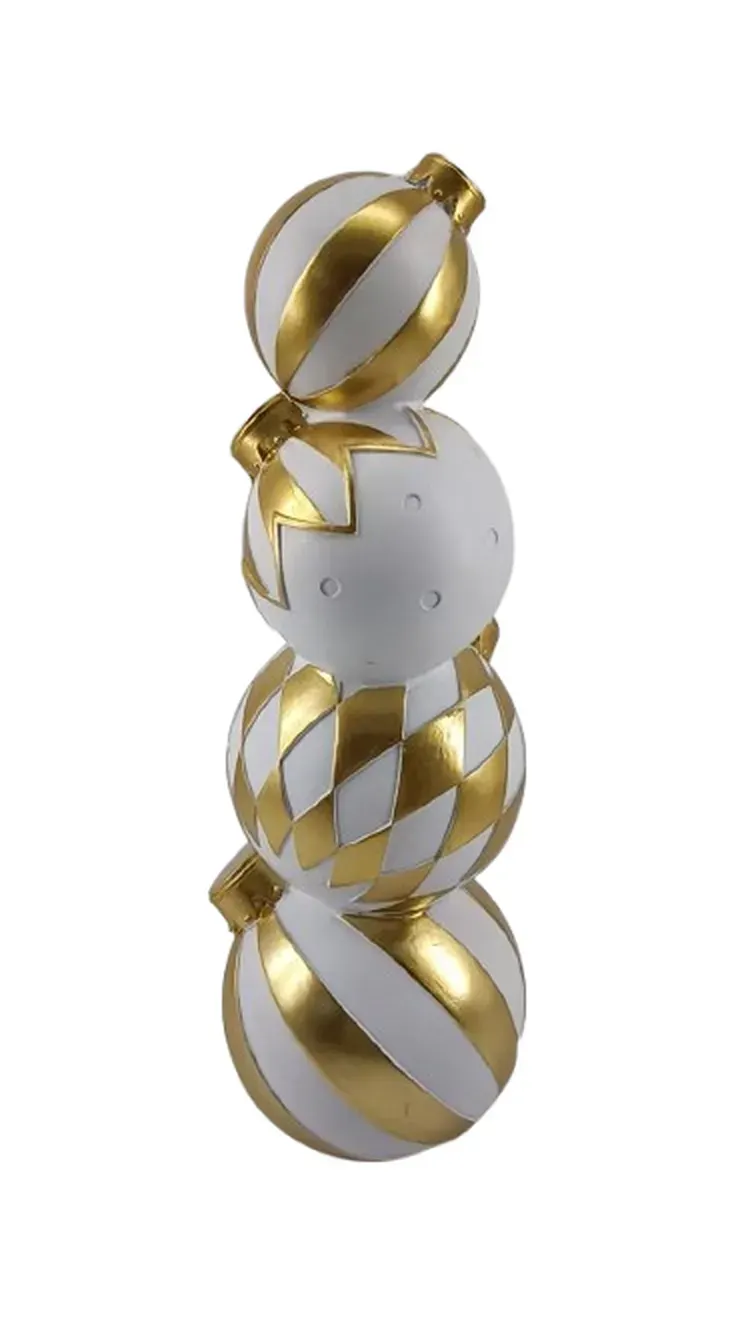 Dekoracja bombki ceramiczne 14 cm biało-złote