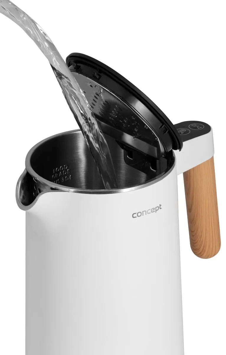 image kettle, electric kettle, stainless steel, white, wooden handle