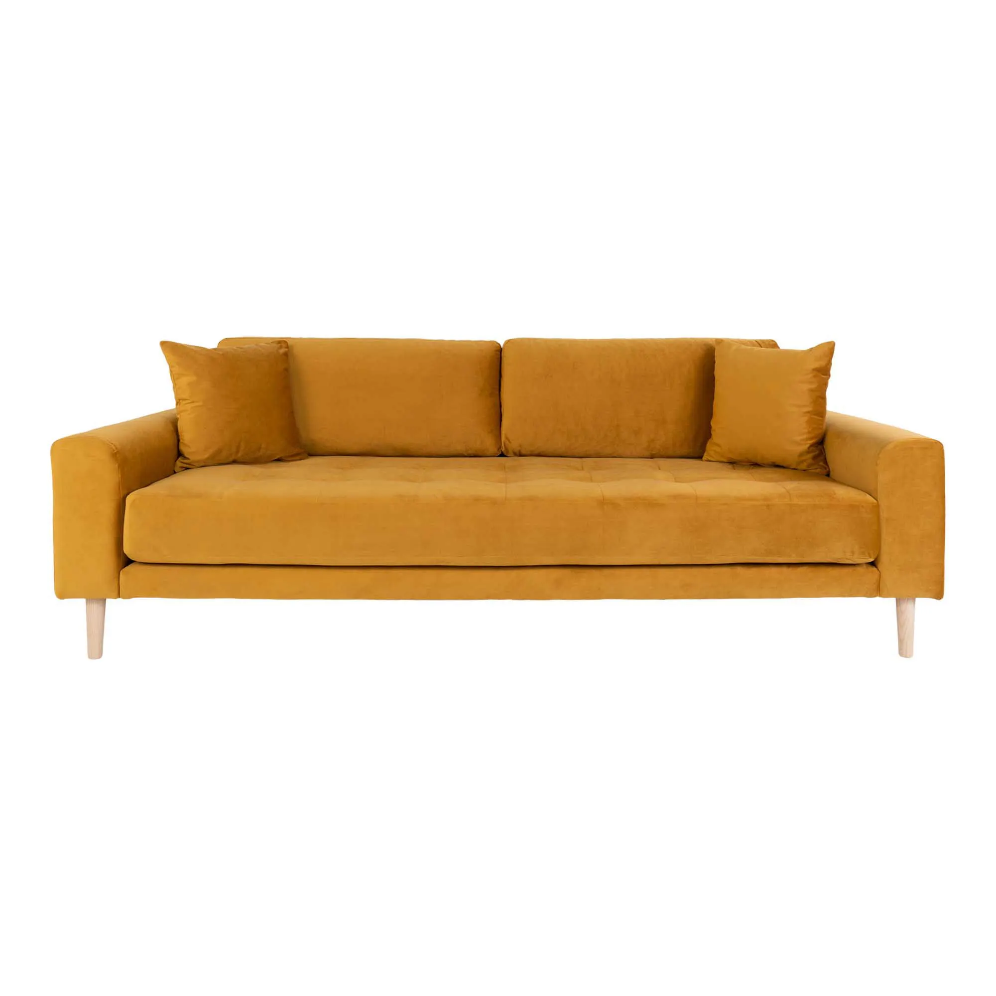 Sofa wypoczynkowa LIDO 3-osobowa 210 cm - musztardowy, naturalny - 1301444