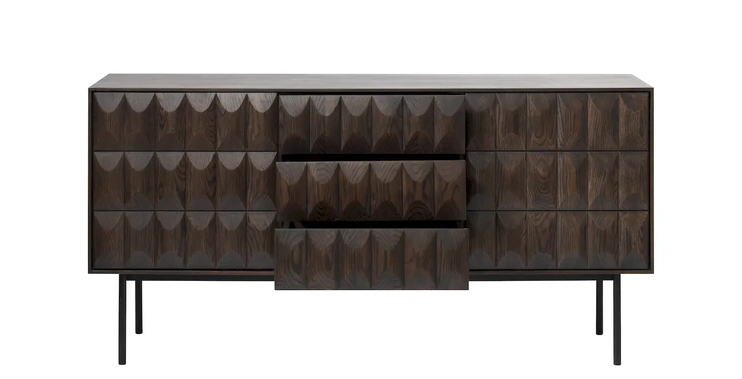 Komoda 2-drzwiowa z 3 szufladami LATINA - ciemny efekt drewna - UN_42073186