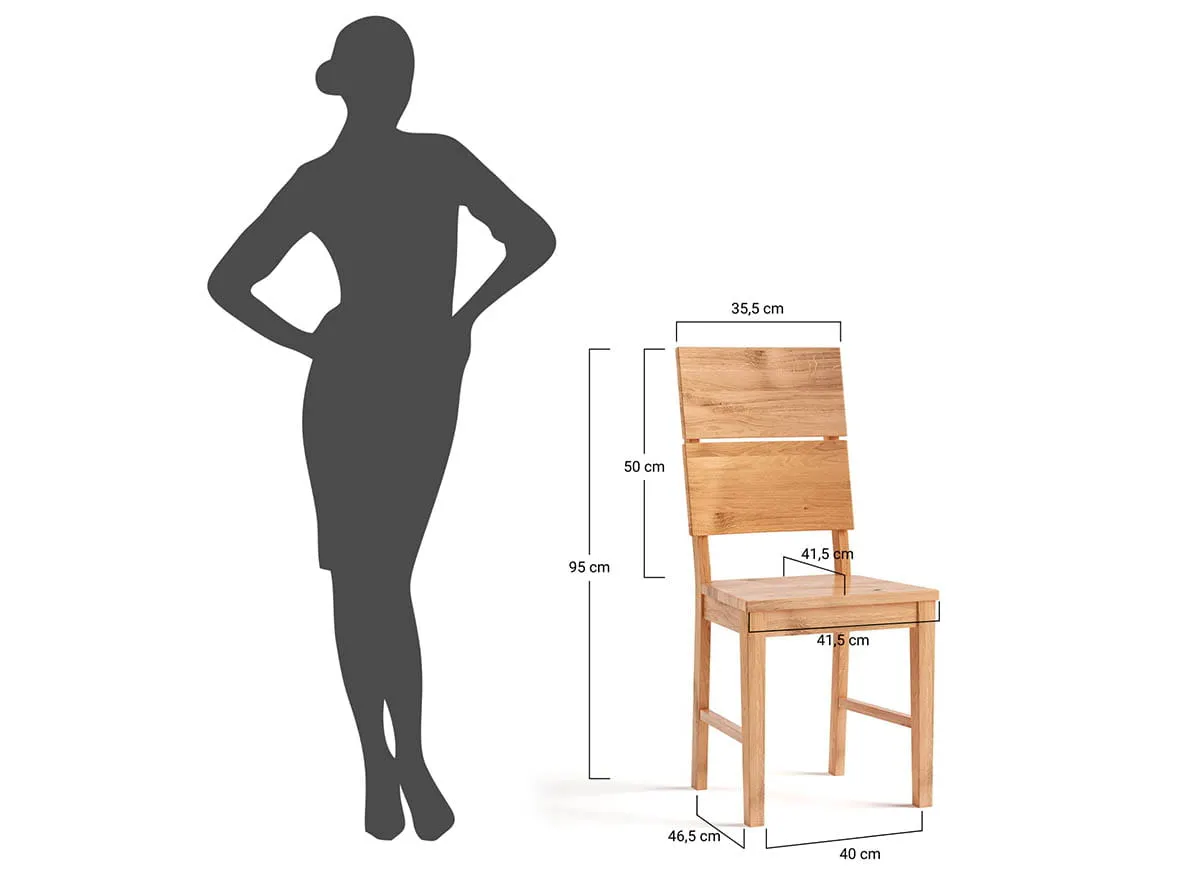 Krzesło dębowe VERTO z brązowym siedziskiem - dąb olejowany - KDB02BR