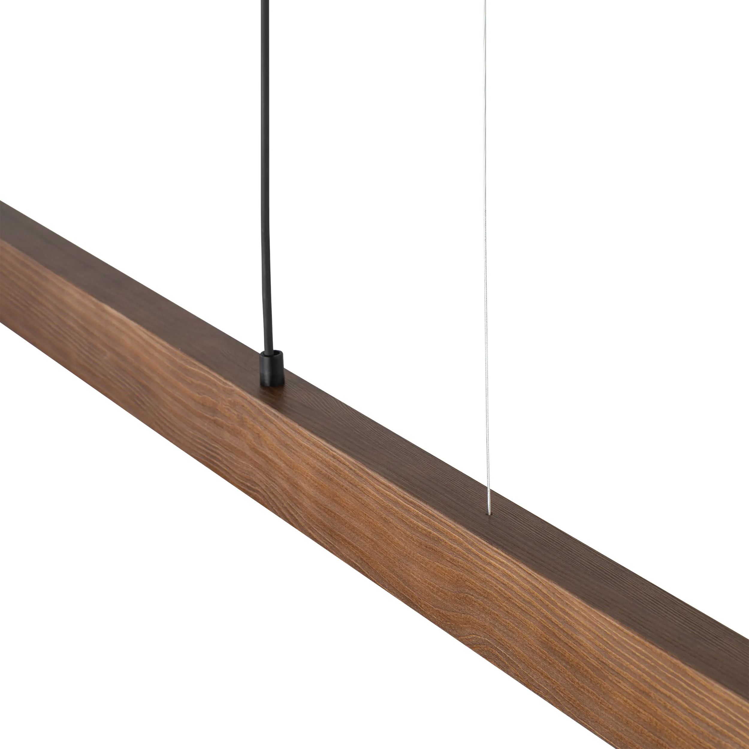 Lampa wisząca TEO LED 15W czarna z drewnianym kloszem z orzecha z włącznikiem 126x100x5cm - TK_1449