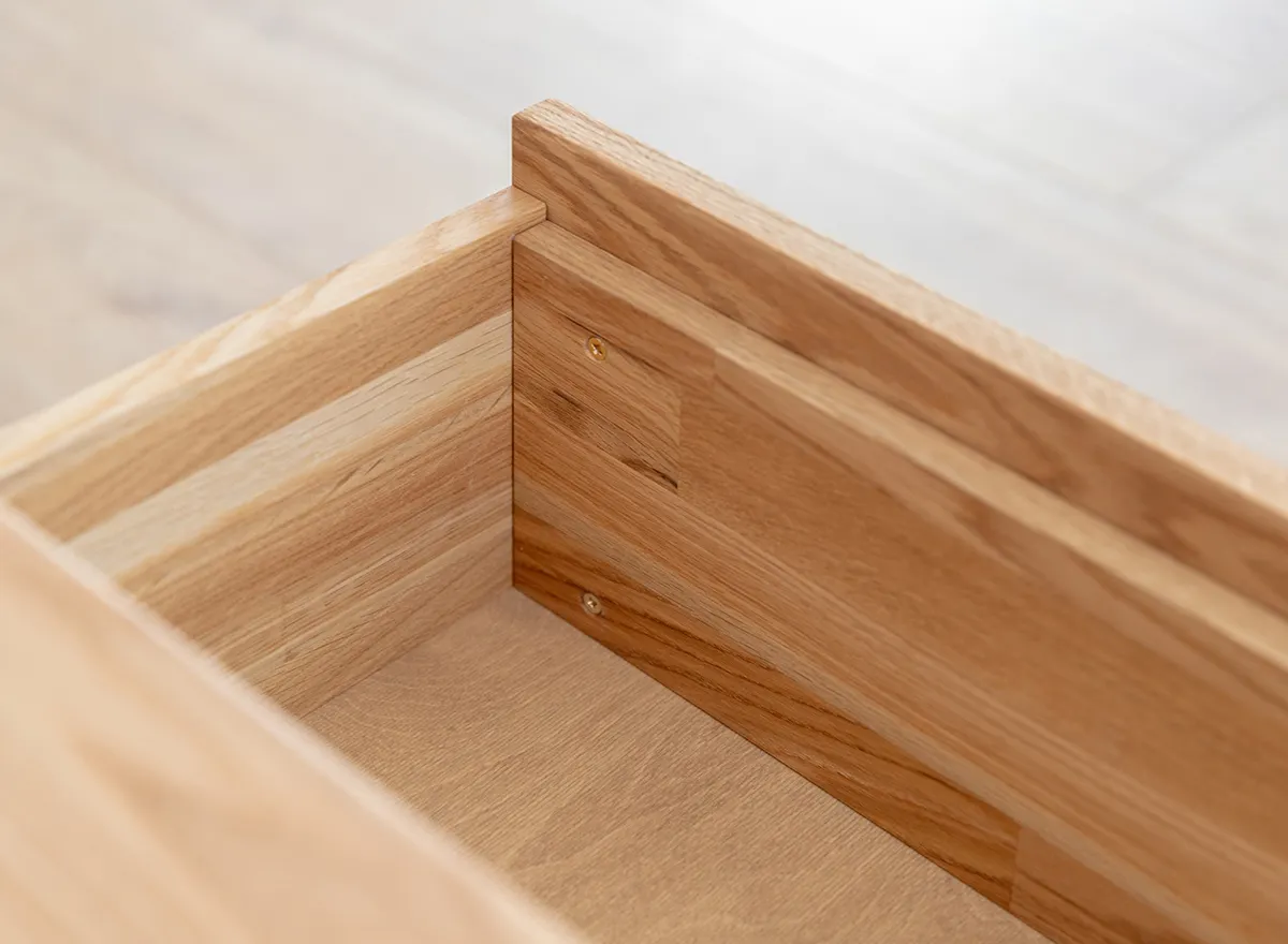 Stolik kawowy dębowy COLLODI z szufladą i półką - dąb olejowany 70x110 - ZICOL12