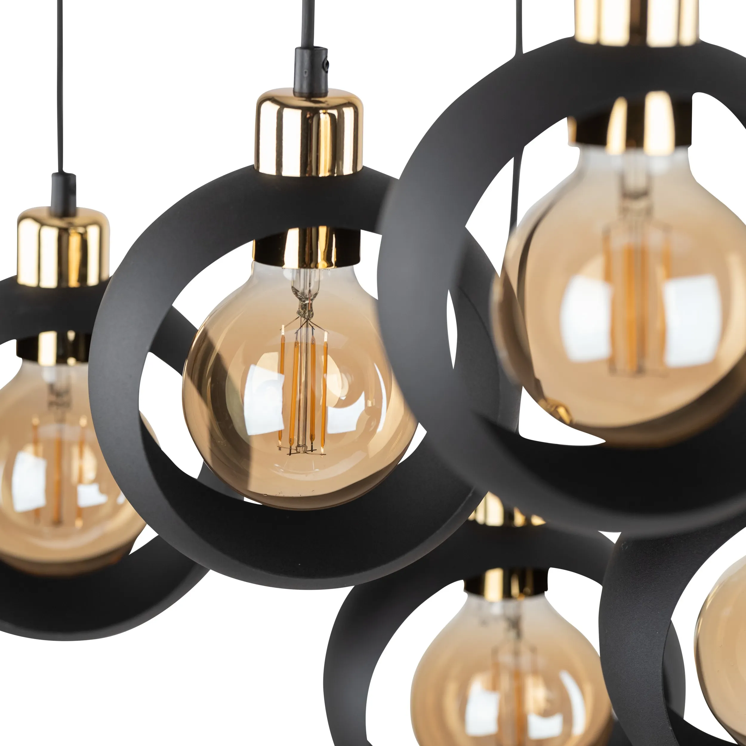 Lampa wisząca CYKLOP czarna ze złotymi elementami na prostokątnej podstawie 130x72x35cm - TK_2756