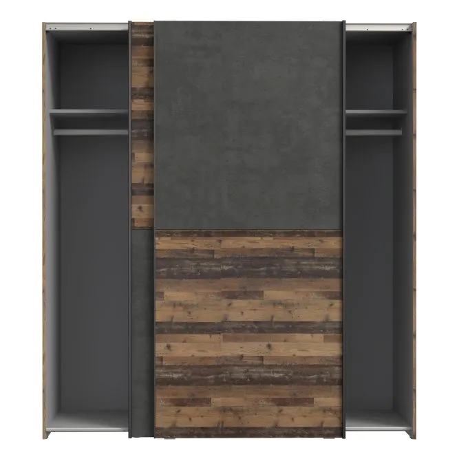 Szafa 2-drzwiowa CLIF drzwi przesuwne 170 cm,old wood vintage, beton - W3NS822X1-C754