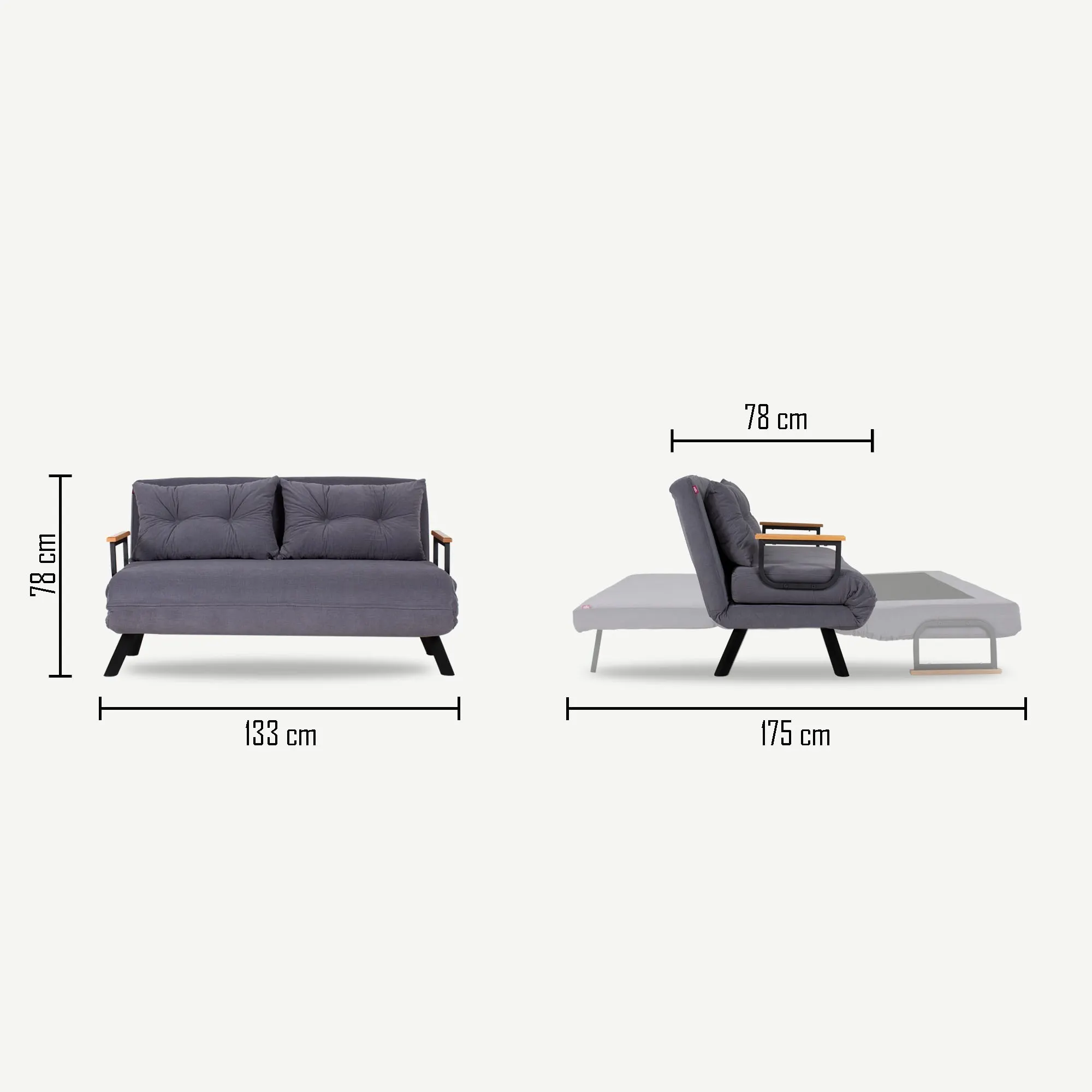 Sofa rozkładana 2-osobowa SANDO szara — zdjęcie 8