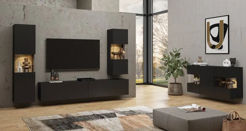 Szafka RTV AVA stojąca/wisząca 180 cm czarna - 24WNLM40