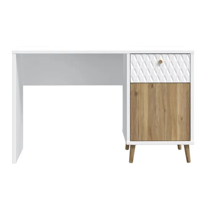 Biurko AKSANA z szafką i 1 szufladą - dąb mauvella, biały 60x120 cm - AKNB111R-M992