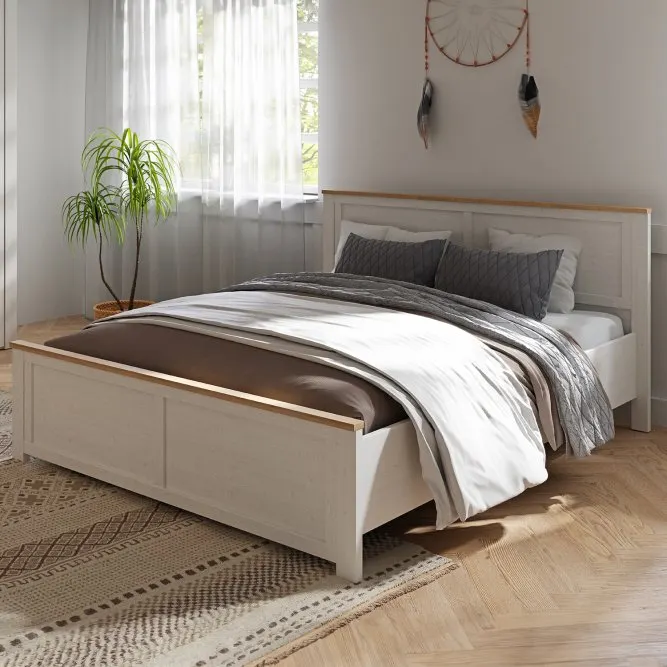 Łóżko ze stelażem CHISBURY 180X200 - dąb riviera, modrzew jasny sibu - BHLL2182-M482