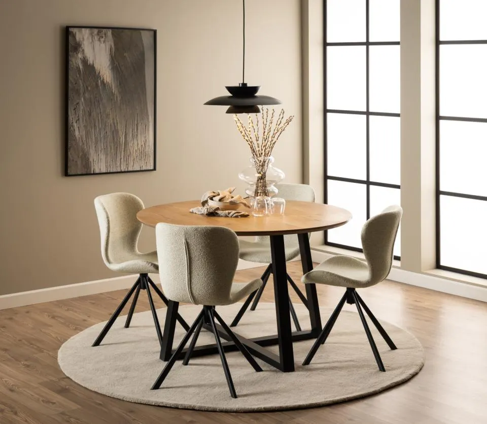 Krzesło obrotowe DOREN Kremowy- zamek błyskawiczny, Czarny ( zestaw 2 sztuk ) - 0000103478