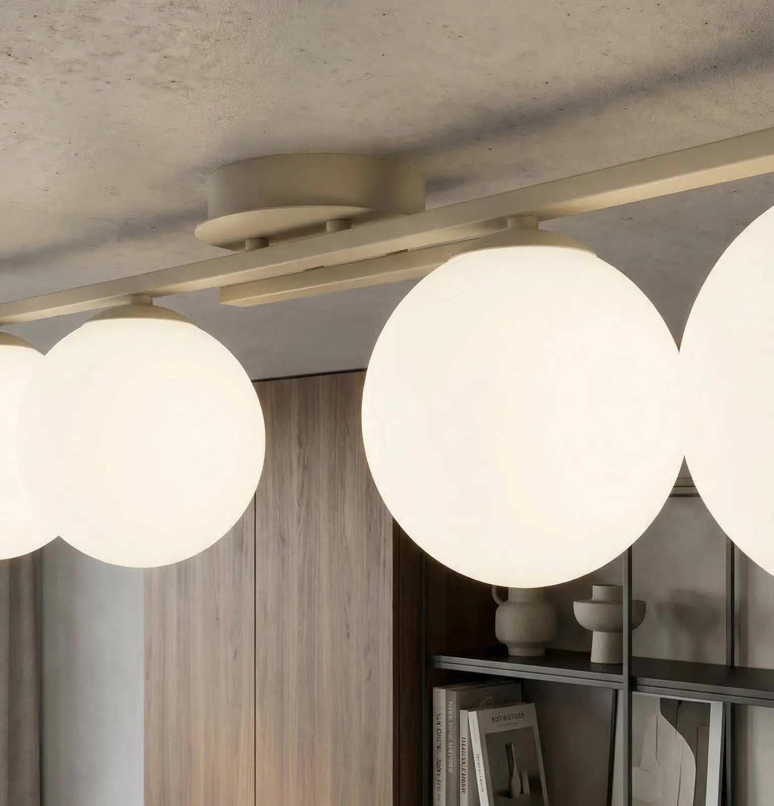 lampa sufitowa, kule lampy, oświetlenie, minimalizm, kinkiet sufitowy