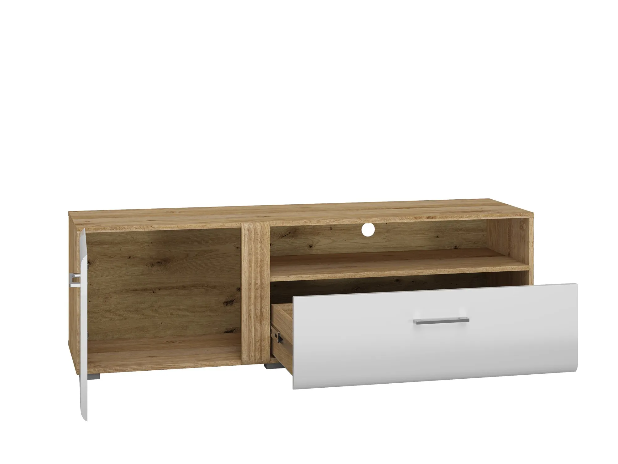 Szafka RTV Adagio 07 dąb castello, biały połysk - 1ADAG07-001