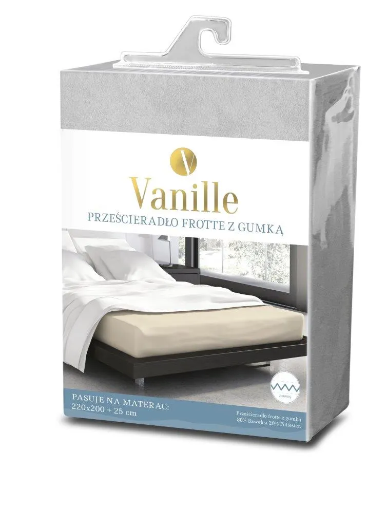 Prześcieradło frotte z gumką VANILLE 220X200+25 bawełna 80% szary - FARO_20552