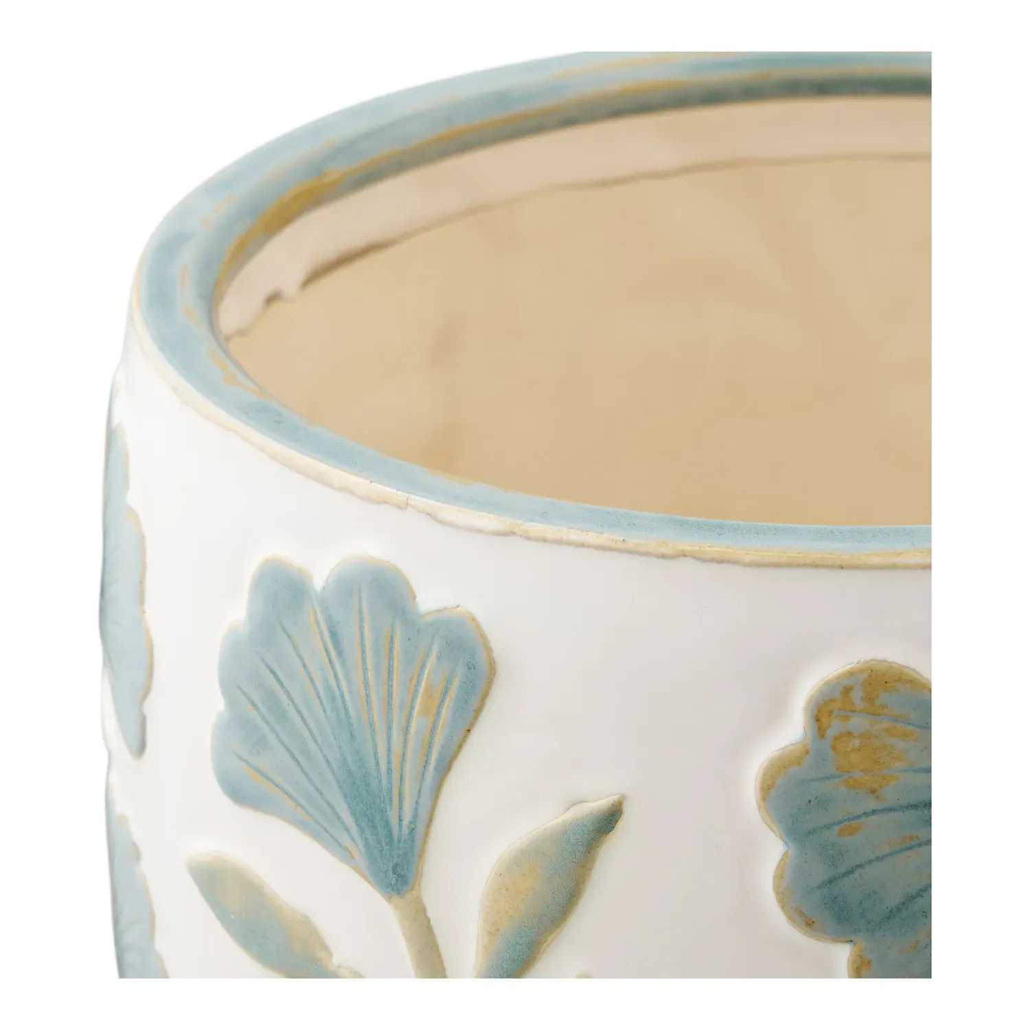 Doniczka ceramiczna ręcznie wykonana 22,5x17,5 biało-niebieska — zdjęcie 3