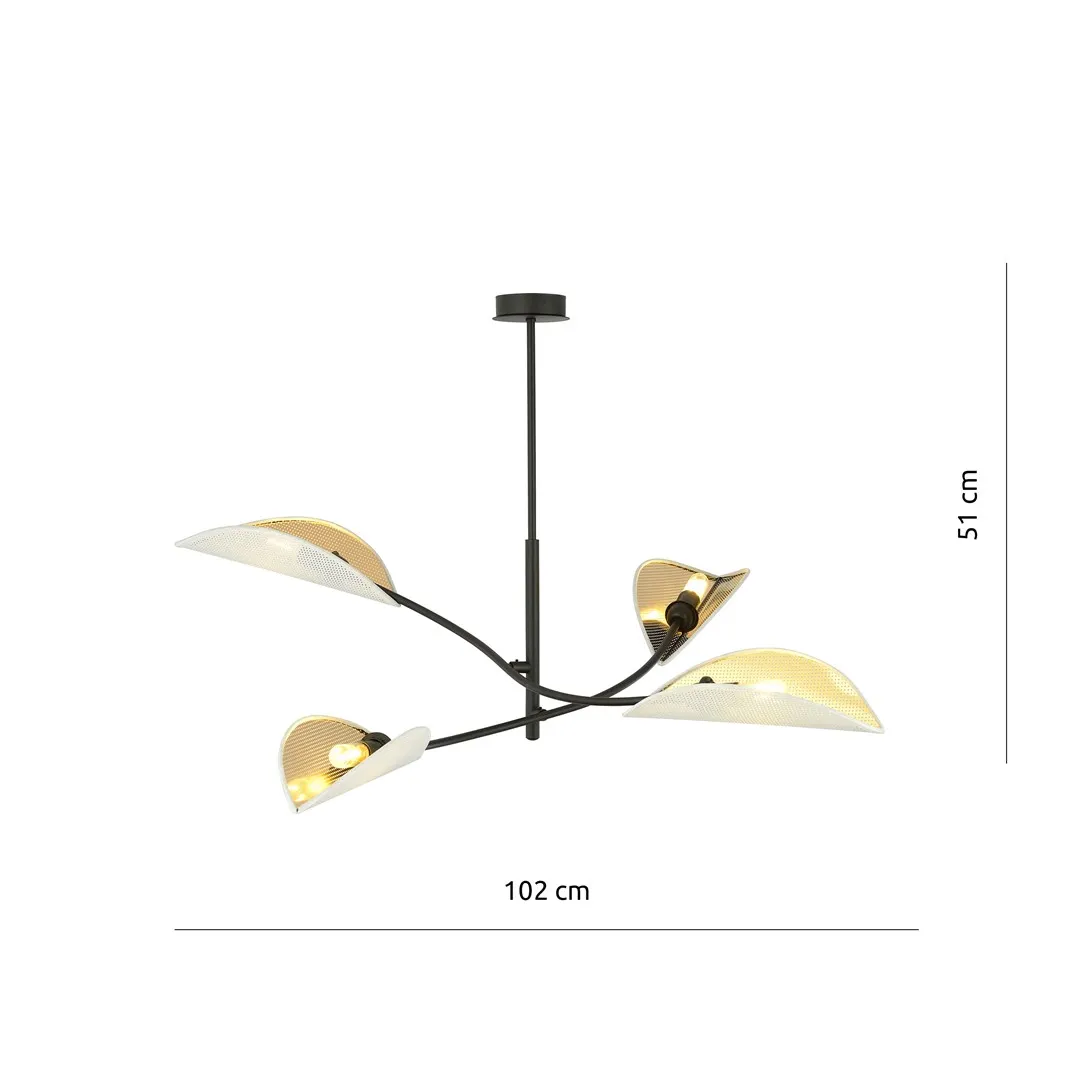 image lampa sufitowa, kinkiet sufitowy, czarna konstrukcja, metalowy stelaż, ramiona rozwarte