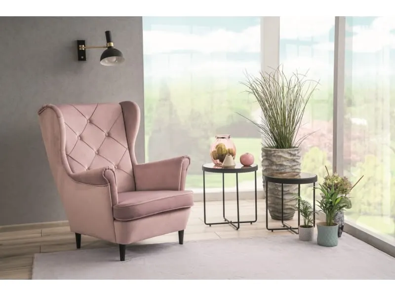 Fotel uszak LADY Velvet antyczny róż aksamitny Signal - LADYV52